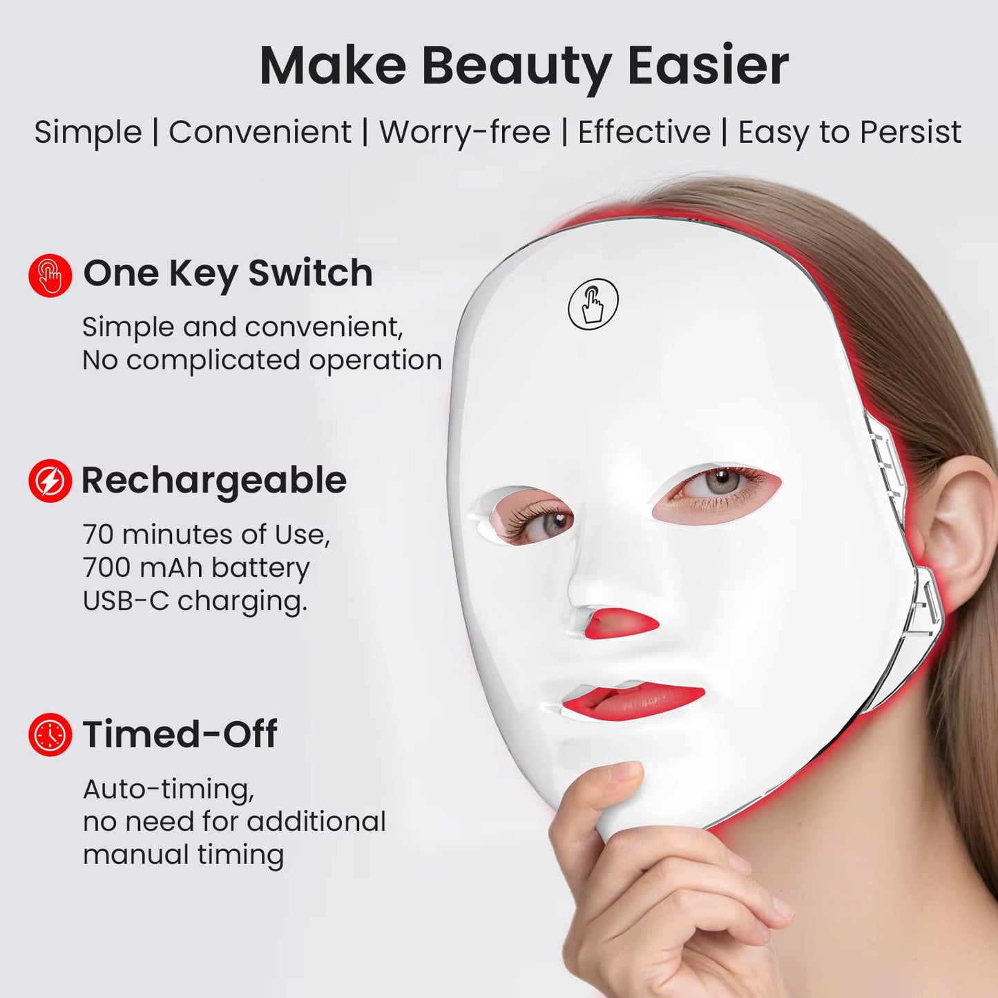 Red Light Mask for Face, 7-1 Colors Red Light Face Mask, Facial Skincare at Home, Cordless, Portable and Rechargeable