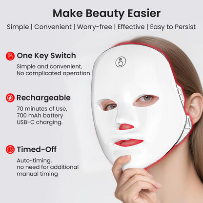 Red Light Mask for Face, 7-1 Colors Red Light Face Mask, Facial Skincare at Home, Cordless, Portable and Rechargeable